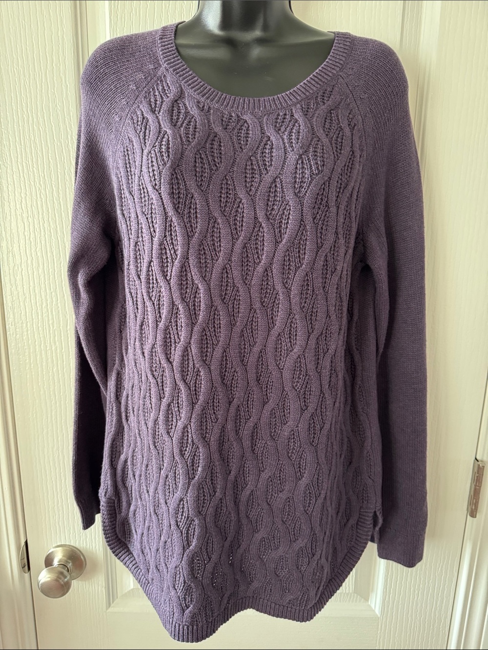 Sonoma Lavender Cable Knit Scoop Neck Sweater